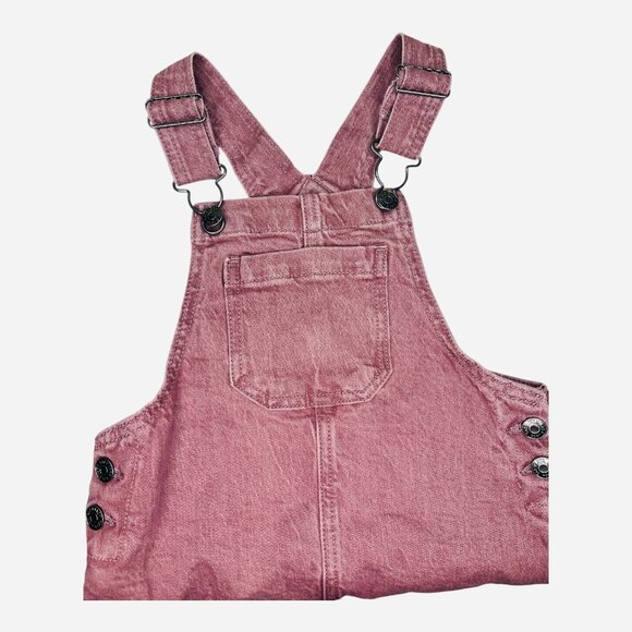 Girls Pink Denim Overall Dress Adjustable Straps Front Pocket Jumper New Size 4T - Picture 2 of 8